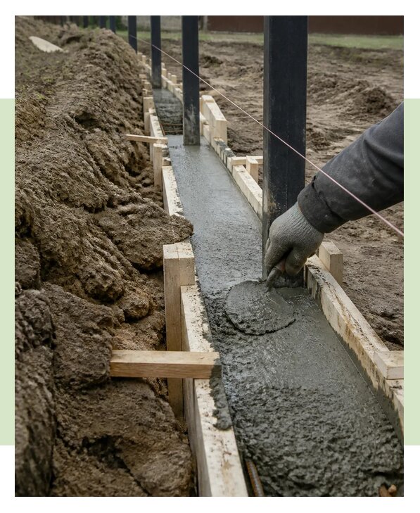 Бетонный фундамент под забор с заливкой и монтажом в Екатеринбурге